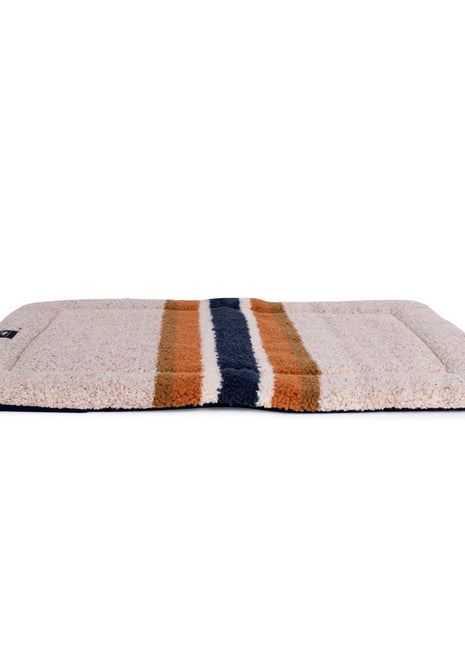 Shinola Brand Stripe Comfort Cushion Berber Dog Bed Oatmeal