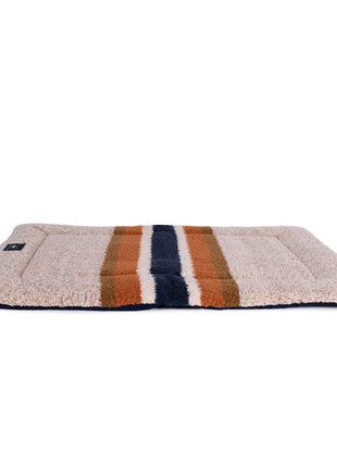 Shinola Brand Stripe Comfort Cushion Berber Dog Bed Oatmeal