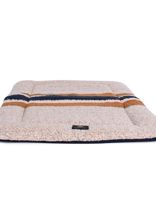 Shinola Brand Stripe Comfort Cushion Berber Dog Bed Oatmeal