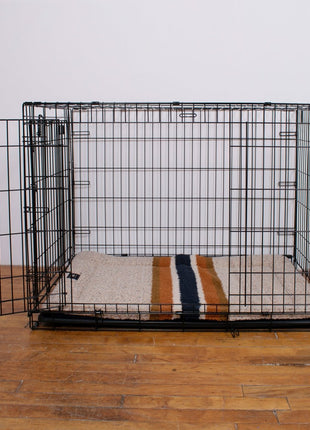 Shinola Brand Stripe Comfort Cushion Berber Dog Bed Oatmeal