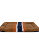 Shinola Brand Stripe Comfort Cushion Berber Dog Bed Rust