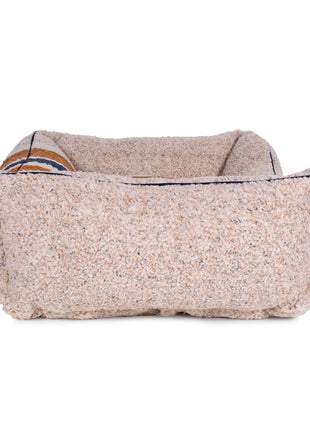 Shinola Brand Stripe Kuddle Berber Dog Bed Oatmeal