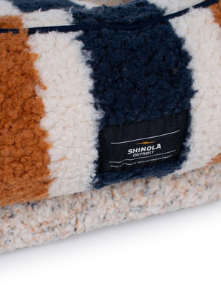 Shinola Brand Stripe Kuddle Berber Dog Bed Oatmeal