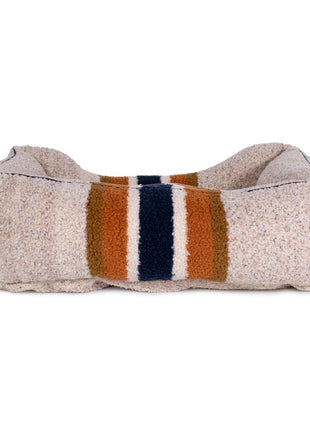 Shinola Brand Stripe Kuddle Berber Dog Bed Oatmeal