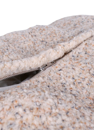 Shinola Brand Stripe Kuddle Berber Dog Bed Oatmeal