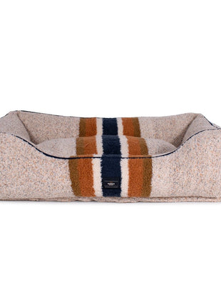 Shinola Brand Stripe Kuddle Berber Dog Bed Oatmeal