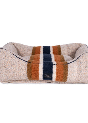 Shinola Brand Stripe Kuddle Berber Dog Bed Oatmeal