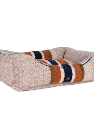 Shinola Brand Stripe Kuddle Berber Dog Bed Oatmeal