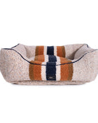 Shinola Brand Stripe Kuddle Berber Dog Bed Oatmeal
