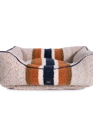 Shinola Brand Stripe Kuddle Berber Dog Bed Oatmeal