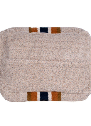 Shinola Brand Stripe Kuddle Berber Dog Bed Oatmeal
