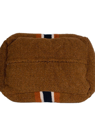 Shinola Brand Stripe Kuddle Berber Dog Bed Rust