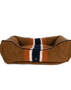 Shinola Brand Stripe Kuddle Berber Dog Bed Rust