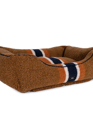 Shinola Brand Stripe Kuddle Berber Dog Bed Rust