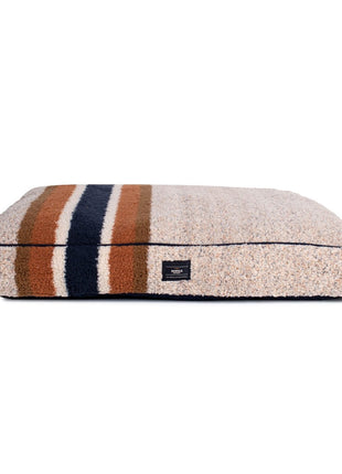 Shinola Brand Stripe Napper Pillow Berber Dog Bed Oatmeal