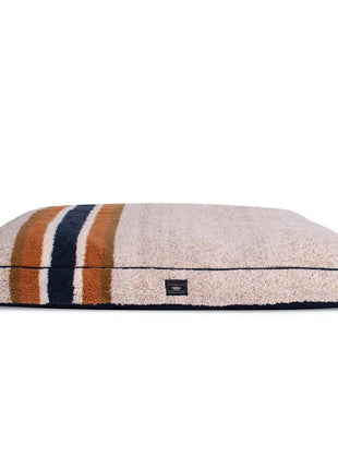 Shinola Brand Stripe Napper Pillow Berber Dog Bed Oatmeal