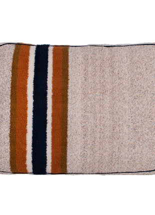 Shinola Brand Stripe Napper Pillow Berber Dog Bed Oatmeal