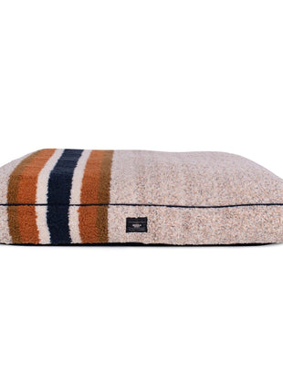 Shinola Brand Stripe Napper Pillow Berber Dog Bed Oatmeal