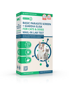 Basic Fecal Parasite Screen + Giardia ELISA Mail in Lab Test for Cats & Dogs: At-Home Testing