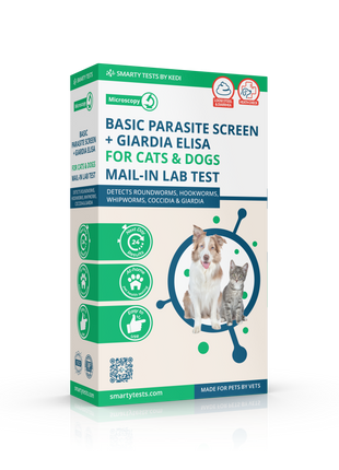 Basic Fecal Parasite Screen + Giardia ELISA Mail in Lab Test for Cats & Dogs: At-Home Testing