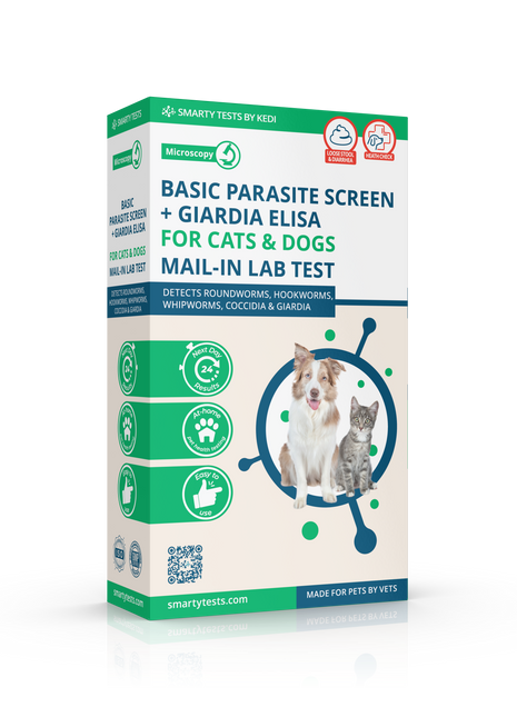 Basic Fecal Parasite Screen + Giardia ELISA Mail in Lab Test for Cats & Dogs: At-Home Testing