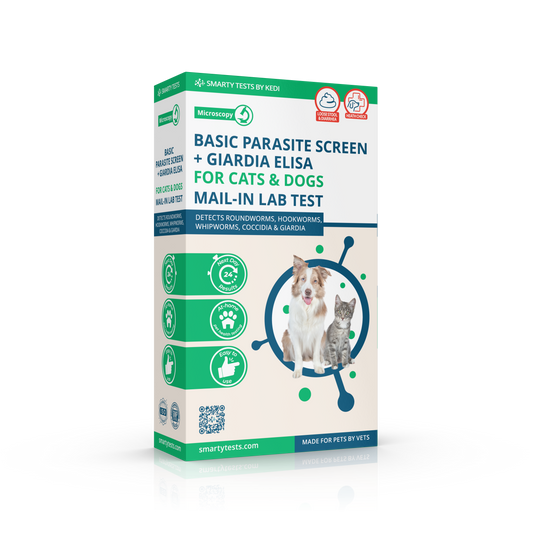 Basic Fecal Parasite Screen + Giardia ELISA Mail in Lab Test for Cats & Dogs: At-Home Testing