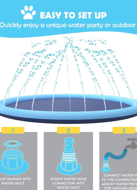 Splash Sprinkler Pad for Dogs Kids Non-Slip Thicken Dog Pool with Sprinkler Pet Summer Outdoor Play Water Mat Toys for Pet Dogs Splash Sprinkler Pad for Dogs Non-Slip Thicken Sprinkler Pool for Summer Outdoor