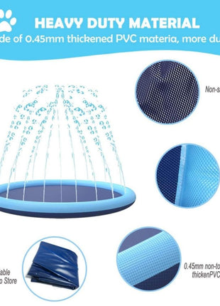 Splash Sprinkler Pad for Dogs Kids Non-Slip Thicken Dog Pool with Sprinkler Pet Summer Outdoor Play Water Mat Toys for Pet Dogs Splash Sprinkler Pad for Dogs Non-Slip Thicken Sprinkler Pool for Summer Outdoor