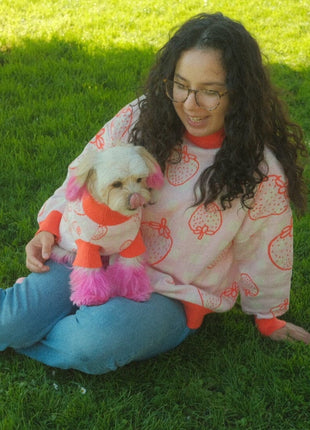 Strawberry Knitted Dog Sweater - Pup List