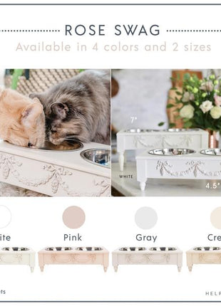 Rose Swag Elevated Pet Bowl / Feeder