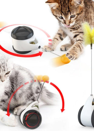 Swing Toys for Cats Kitten Interactive Balance Car Cat Chasing Toy With Catnip Funny Pet Products Indoor Cats Chaser Toys with Feather Catnip Ball Balanced Exercise Wheel Toy for Cats Chasing Hunting Playing