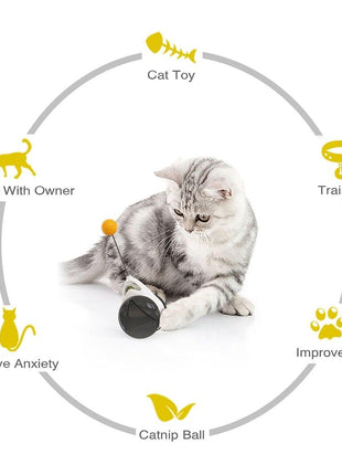 Swing Toys for Cats Kitten Interactive Balance Car Cat Chasing Toy With Catnip Funny Pet Products Indoor Cats Chaser Toys with Feather Catnip Ball Balanced Exercise Wheel Toy for Cats Chasing Hunting Playing
