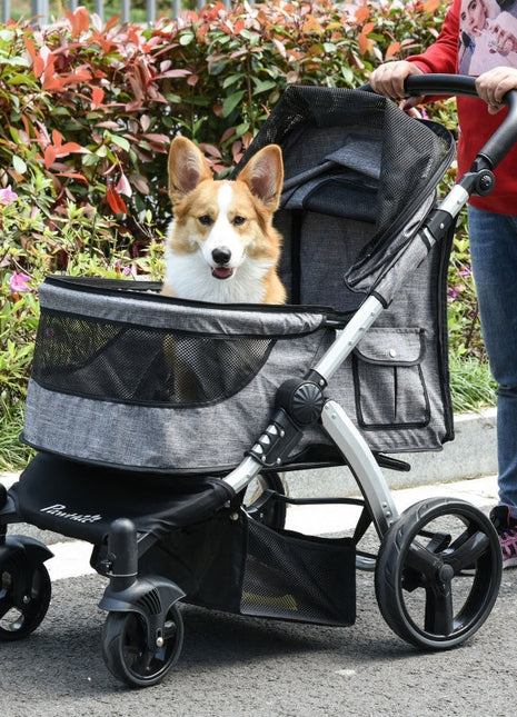 Travel Pet Stroller with Adjustable Handlebar