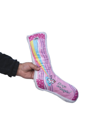 Squeaky Sock Plush Dog Toy – Whimsy Wonders Unicorn Design