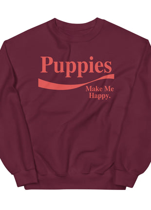 Enjoy Puppies Make Me Happy | Unisex Sweatshirt | Red Font