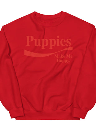 Enjoy Puppies Make Me Happy | Unisex Sweatshirt | Red Font