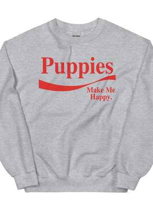 Enjoy Puppies Make Me Happy | Unisex Sweatshirt | Red Font