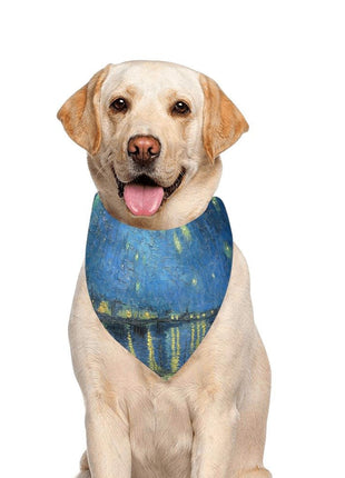 Van Gogh Starry Night Over The Rhone Double-Sided Pet Bandana