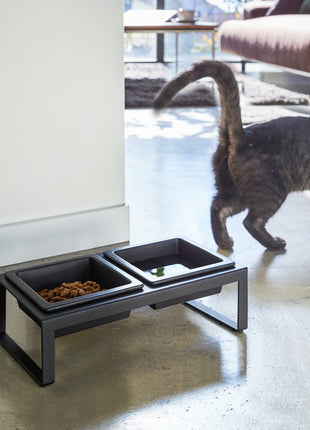 Pet Food Bowl - Tall - Steel + Ceramic
