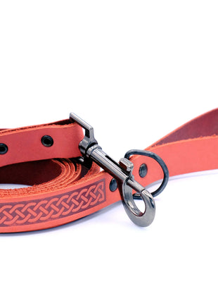 Celtic Sport Leather Collar and Leash Set
