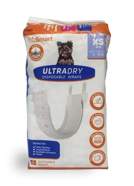 WizSmart UltraDry Disposable Male Dog Wraps