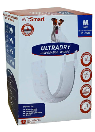 WizSmart UltraDry Disposable Male Dog Wraps