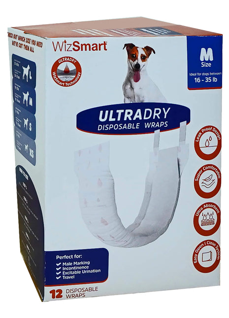 WizSmart UltraDry Disposable Male Dog Wraps