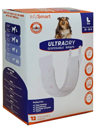 WizSmart UltraDry Disposable Male Dog Wraps
