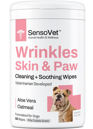 Wrinkles, Skin & Paw Cleaning Soothing Wipes for Dogs - 60 Wipes