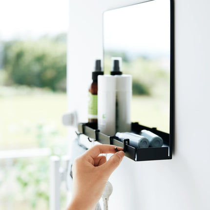 Magnetic Mirror with Storage Rack - Glass