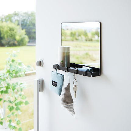 Magnetic Mirror with Storage Rack - Glass