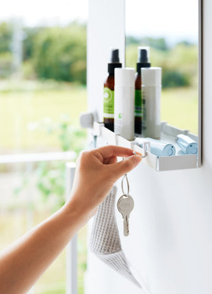 Magnetic Mirror with Storage Rack - Glass